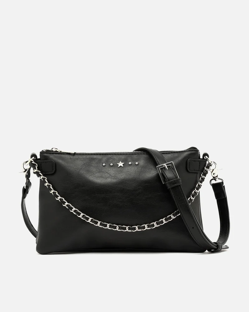 Nesco bolso bandolera pequeño con doble cadena extraíble y detalles metálicos ED.