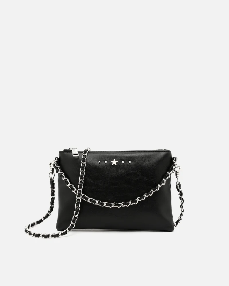 Nescofi bolso bandolera de fiesta pequeño con doble cadena extraíble y detalles metálicos