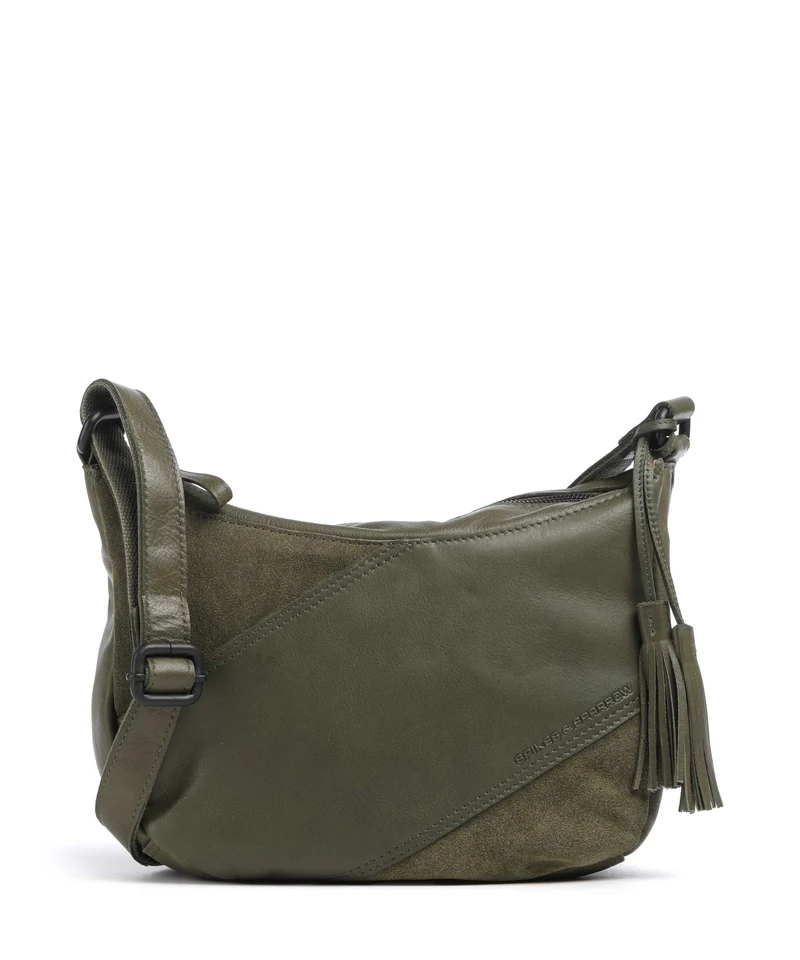 Spikes & Sparrow Suede Mix Lorain Bandolera green