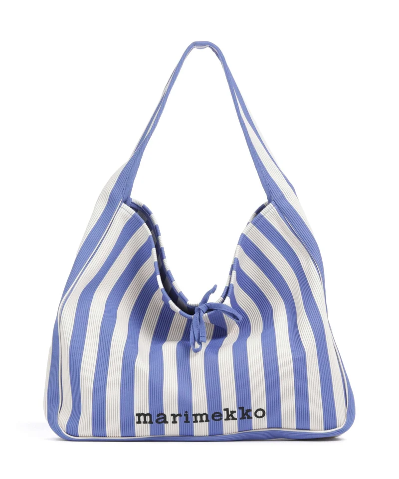 Marimekko Knitted Merirosvo Bolso de hobo blue/off white