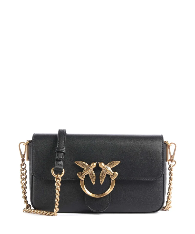 Pinko Love One Mini Slouchy Bandolera nero/antique gold