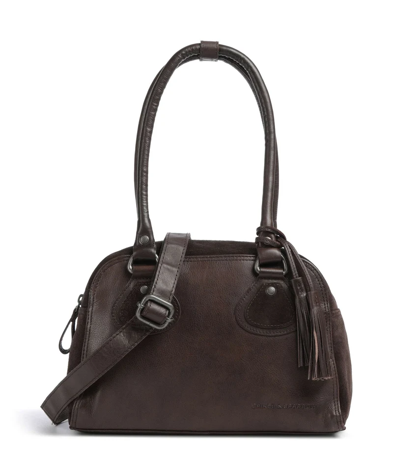 Spikes & Sparrow Suede Mix Sienna Bolso de hombro dark brown