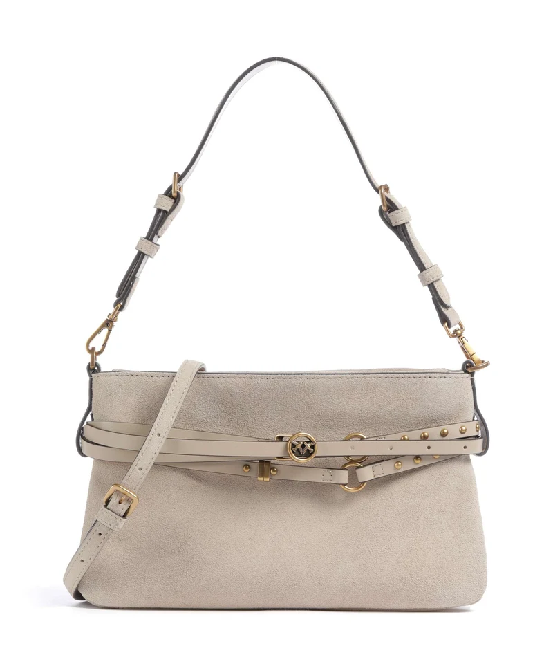 Pinko Belt Mini Bolso de hombro beige/grigio fumo/antique gold