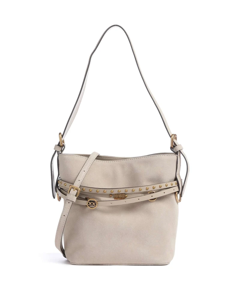 Pinko Belt Mini Bucket bolso de mano beige/grigio fumo/antique gold