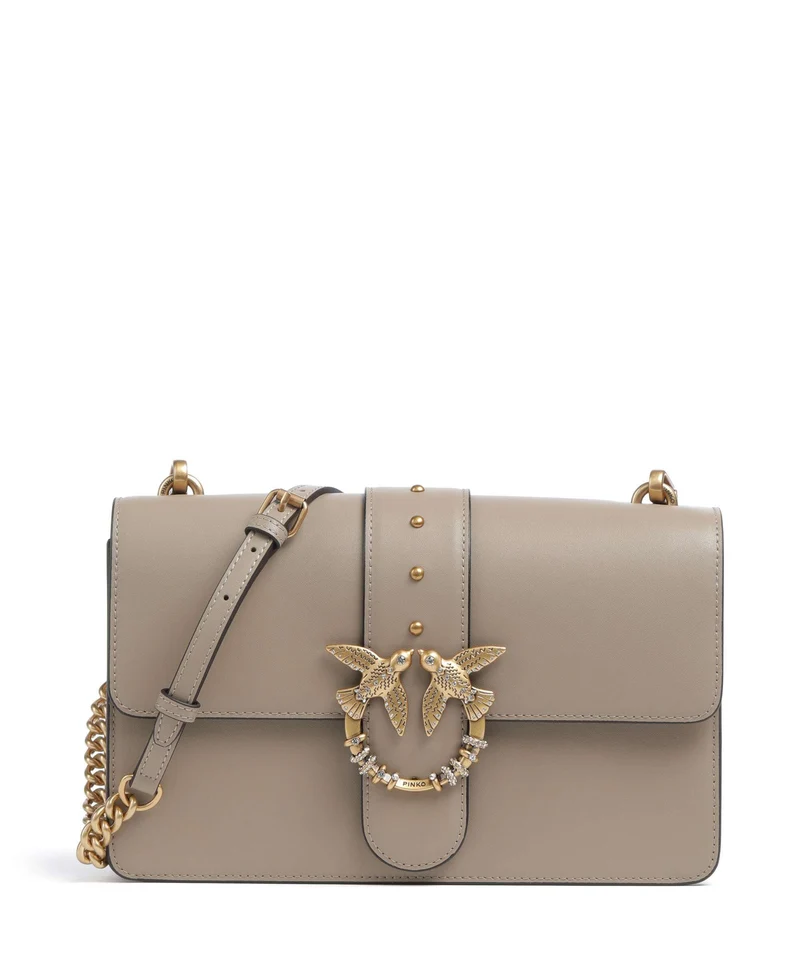 Pinko Love One Classic New Buckle Bandolera grigio talpa/antique gold