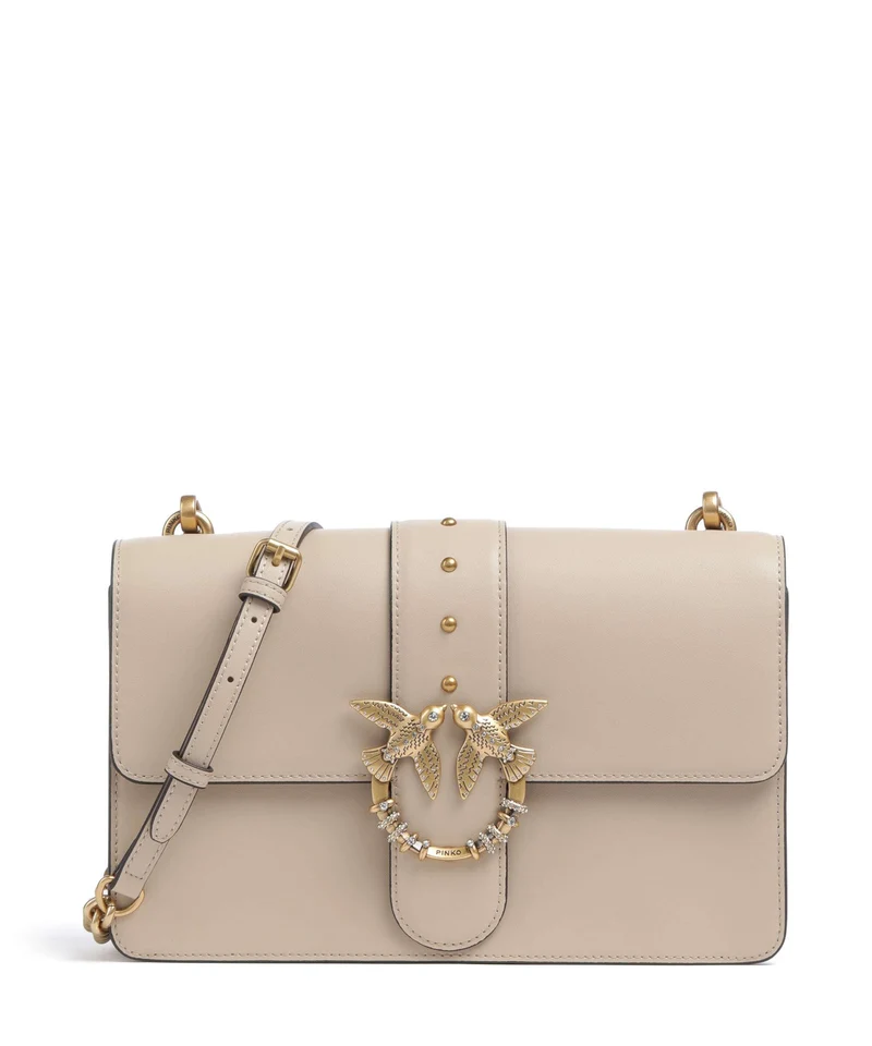 Pinko Love One Classic New Buckle Bandolera beige/grigio fumo/antique gold