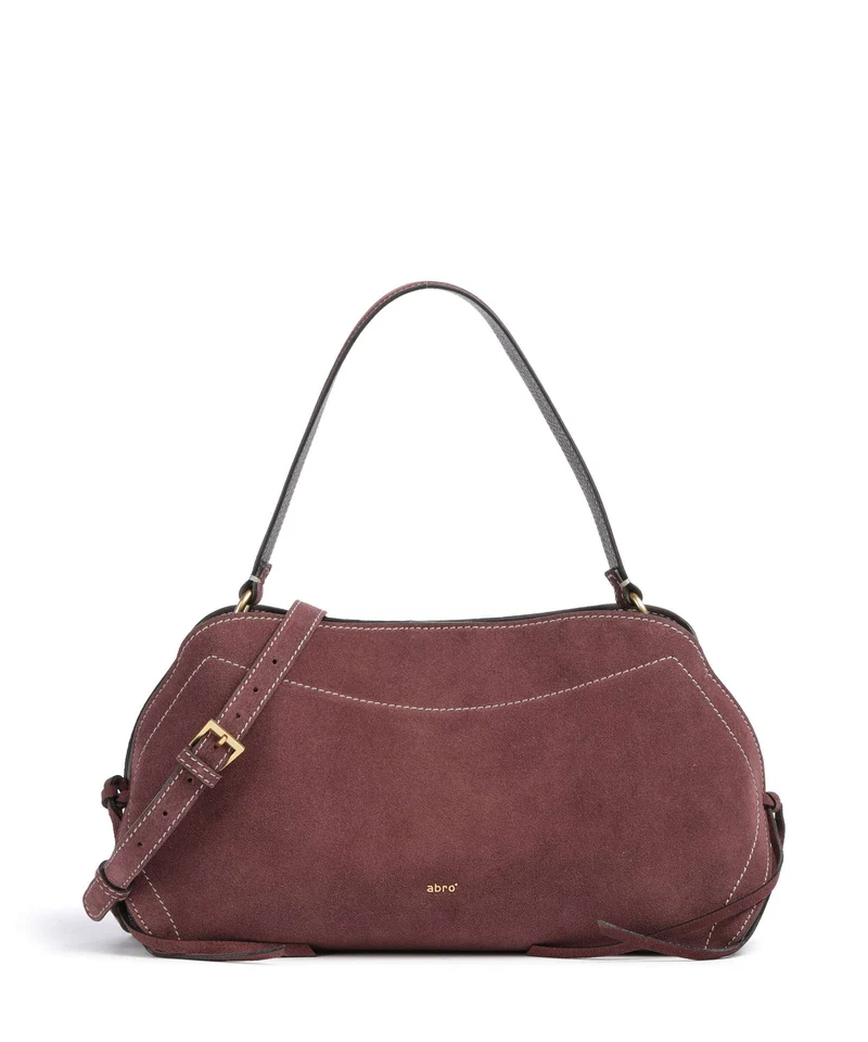 Abro Suede Necessity Small Bolso de hombro burgundy