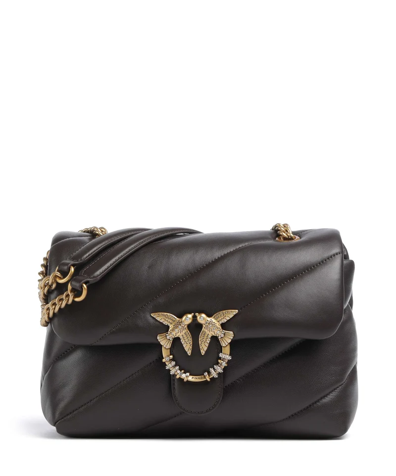 Pinko Love Puff Classic New Buckle Bolso de hombro marrone marasca/antique gold