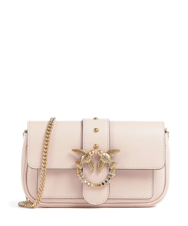 Pinko Love One Pocket New Buckle Bandolera rosa cammeo/antique gold
