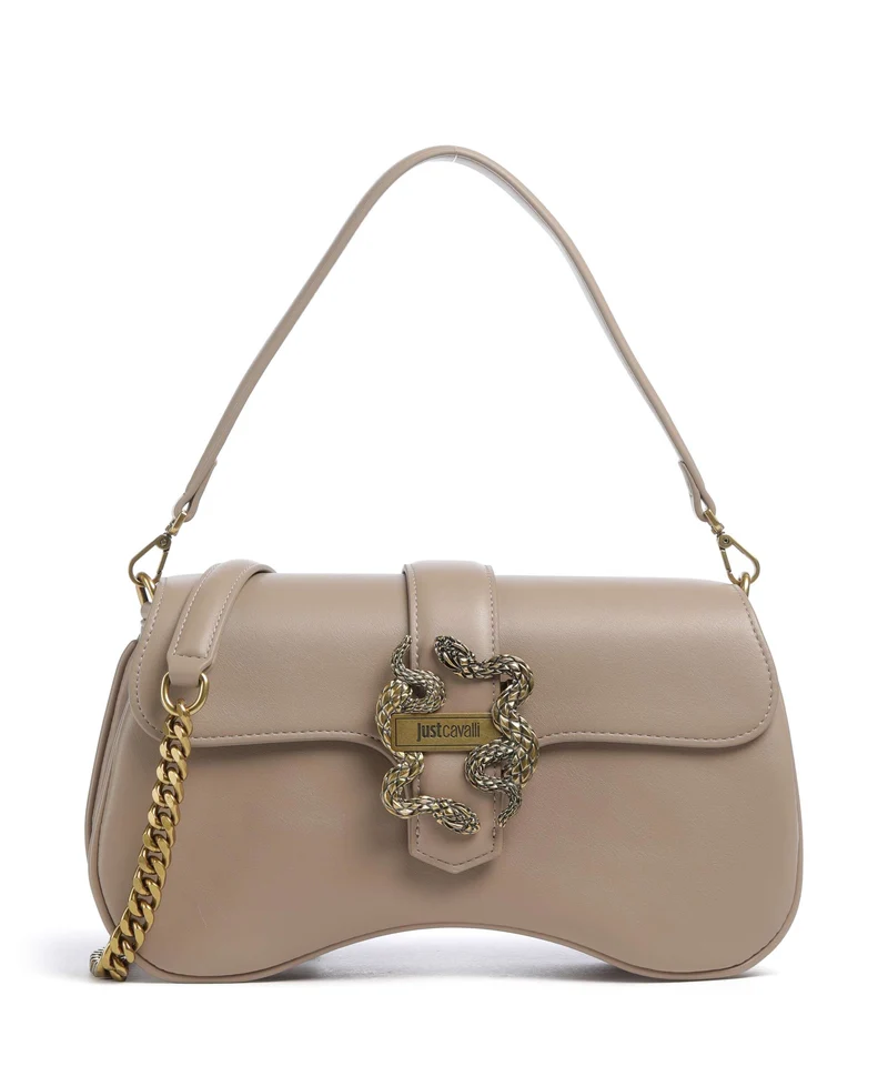 Just Cavalli Iconic Snakes Bolso de hombro tan