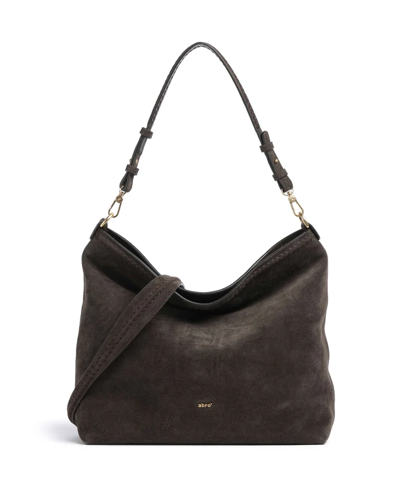 Abro Suede Signature Bolso de hobo dark brown
