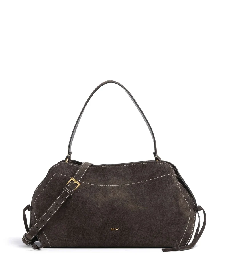 Abro Suede Necessity Small Bolso de hombro dark brown