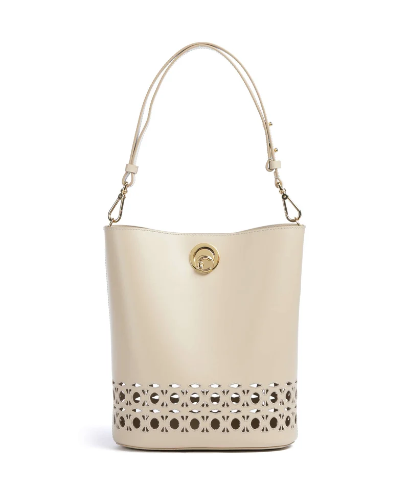 Coccinelle Nikla Monogram Sangallo Bucket bolso de mano sandshell