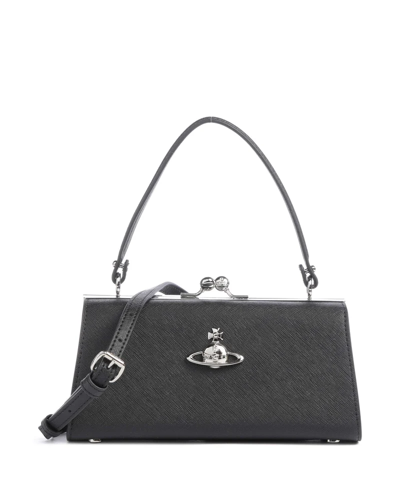 Vivienne Westwood Doll Frame Saffiano XL Bolso de mano black