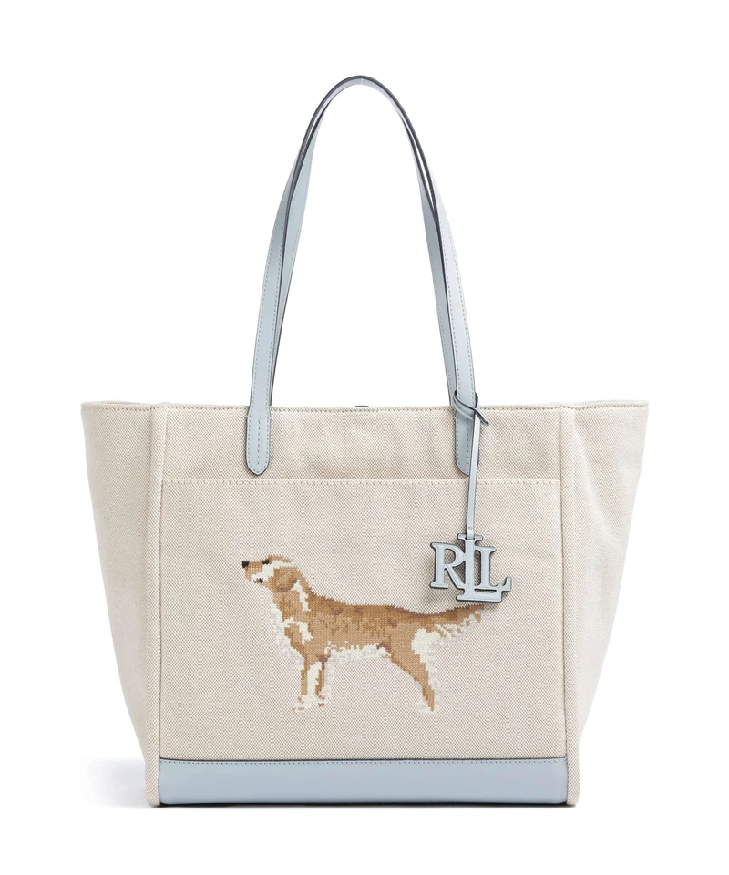 Lauren Ralph Lauren Cameryn Large Bolsa shopping natural/buff canvas/alpine blue