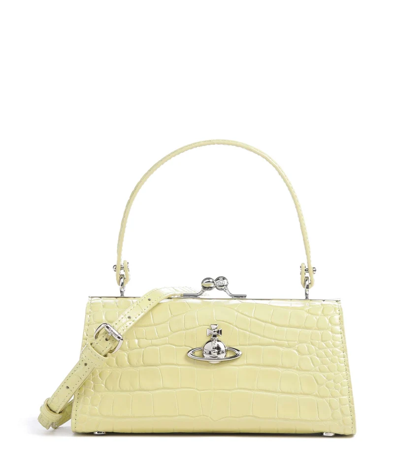 Vivienne Westwood Doll Frame Embossed Croc XL Bolso de mano lime green