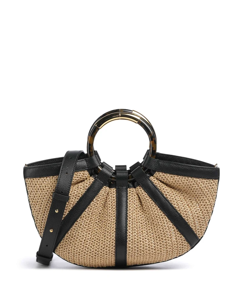 Coccinelle Shell Straw Bolso de mano natural/noir