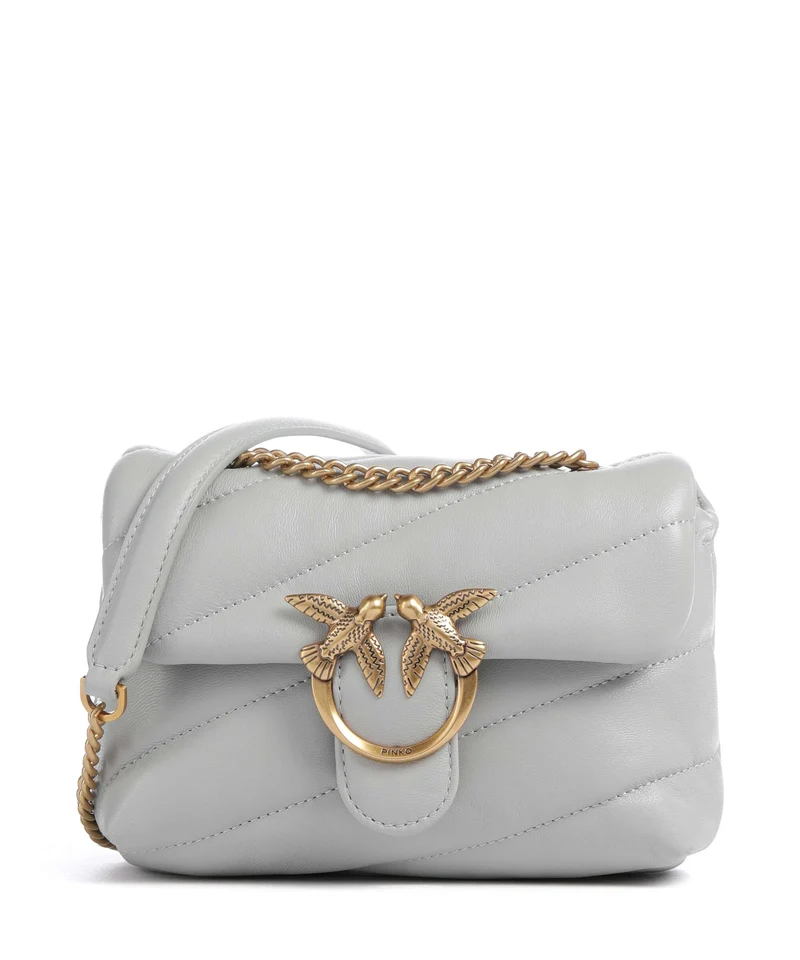 Pinko Love Puff Baby Bolso de hombro grigio perla/antique gold