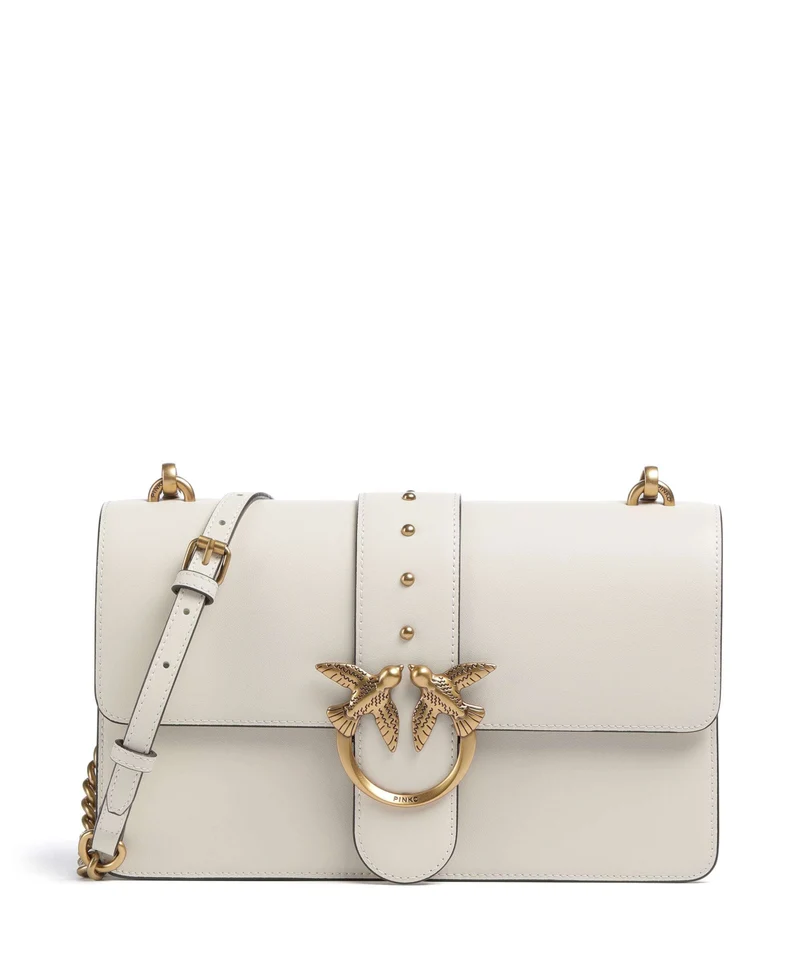 Pinko Love One Classic Bandolera bianco seta/antique gold