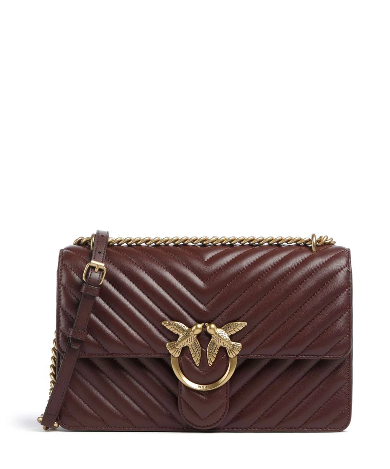 Pinko Love One Classic Bolso de hombro rosso vino/antique gold