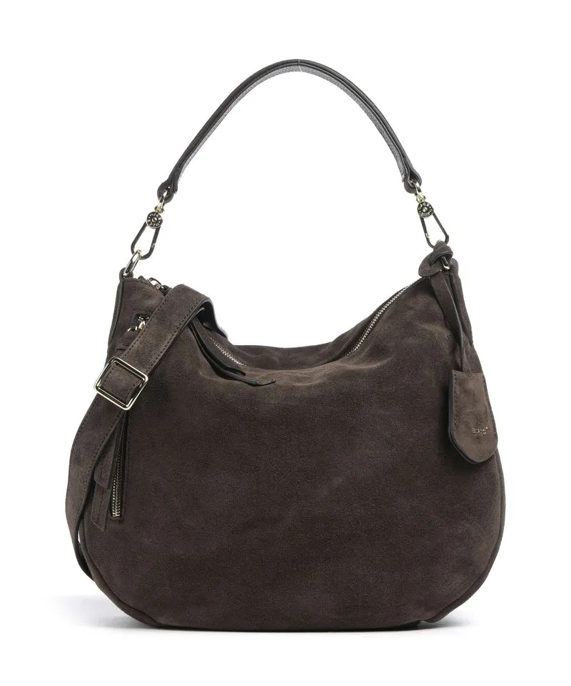 Abro Suede Juna Small Bolso de hobo dark brown