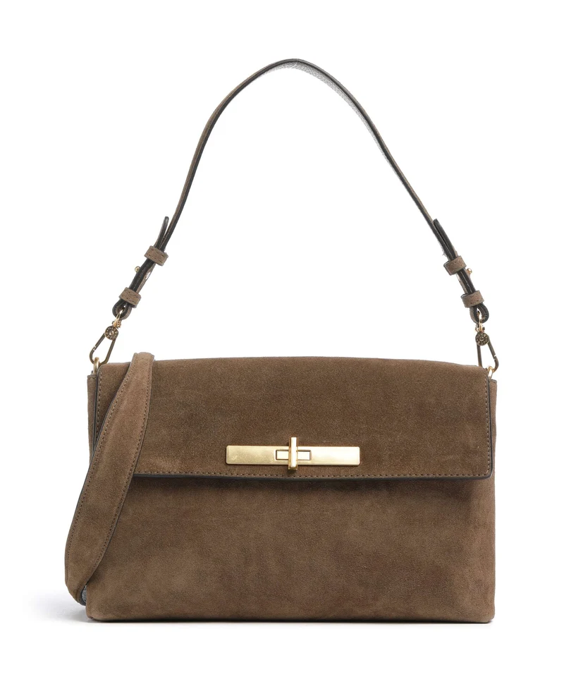 Abro Suede Twist Bolso de hombro khaki