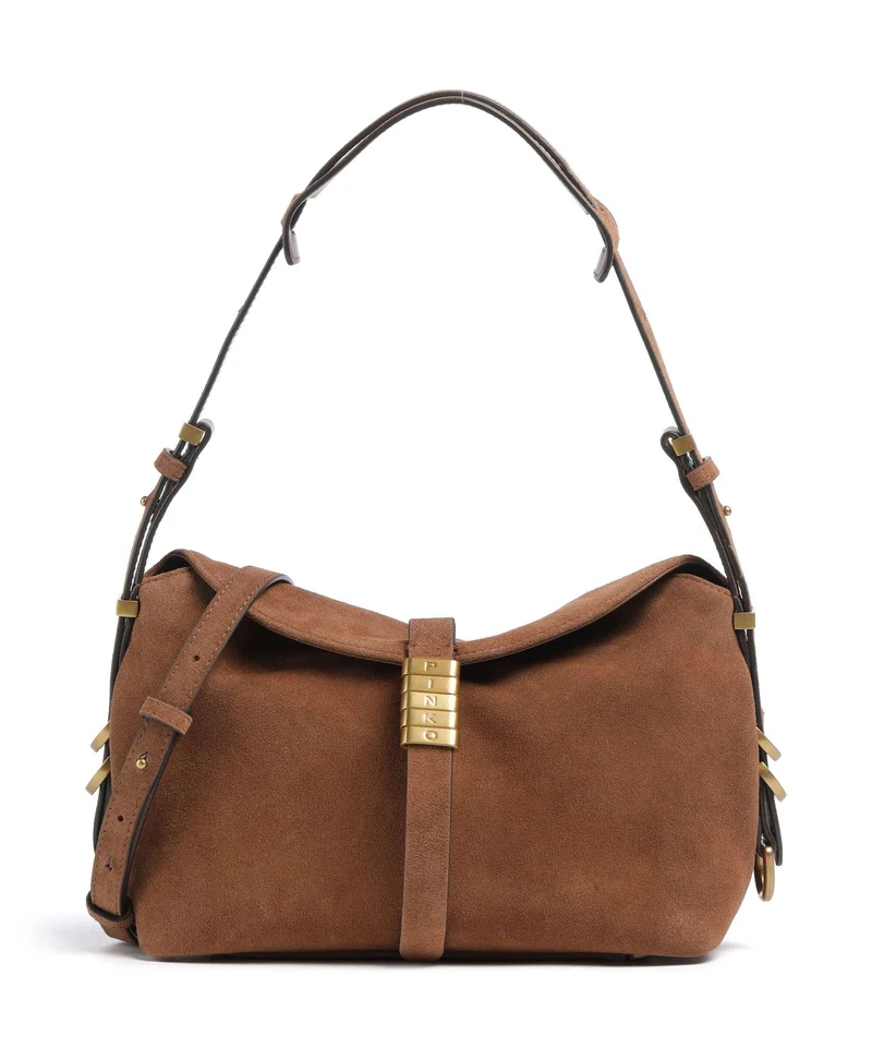 Pinko Saddle Horizontal Mini Bolso de hombro marrone/leone/antique gold