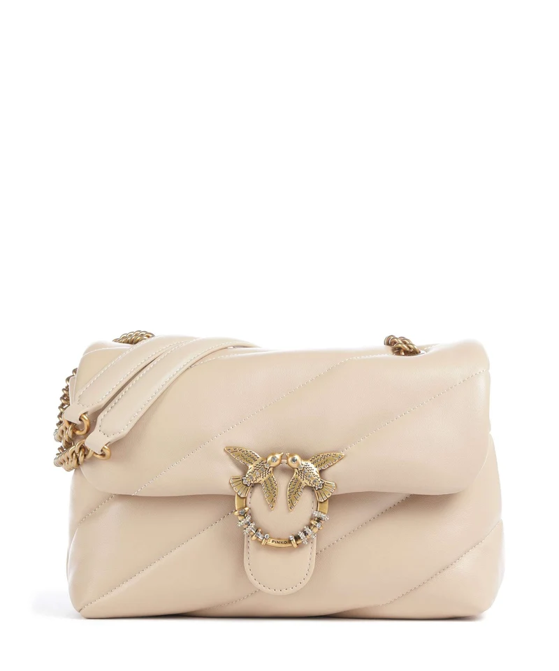 Pinko Love Puff Classic New Buckle Bolso de hombro beige/grigio fumo/antique gold
