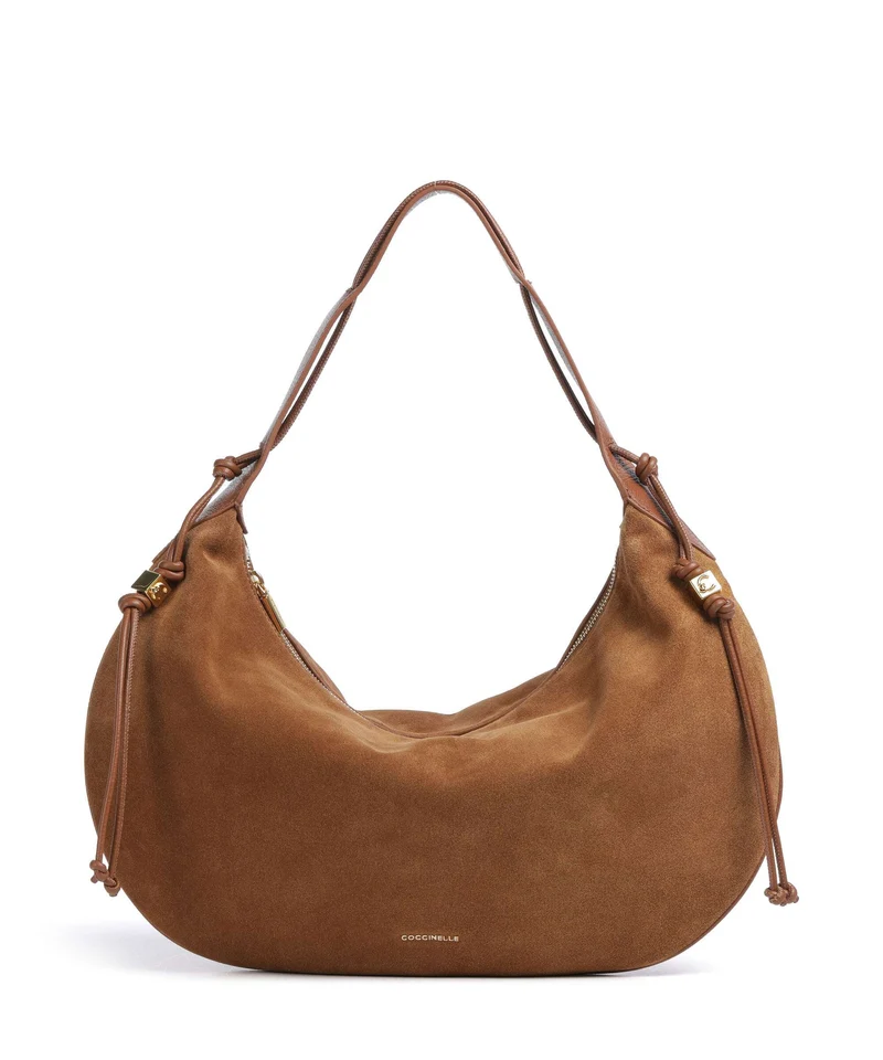 Coccinelle Thess Suede Bolso de hobo cognac