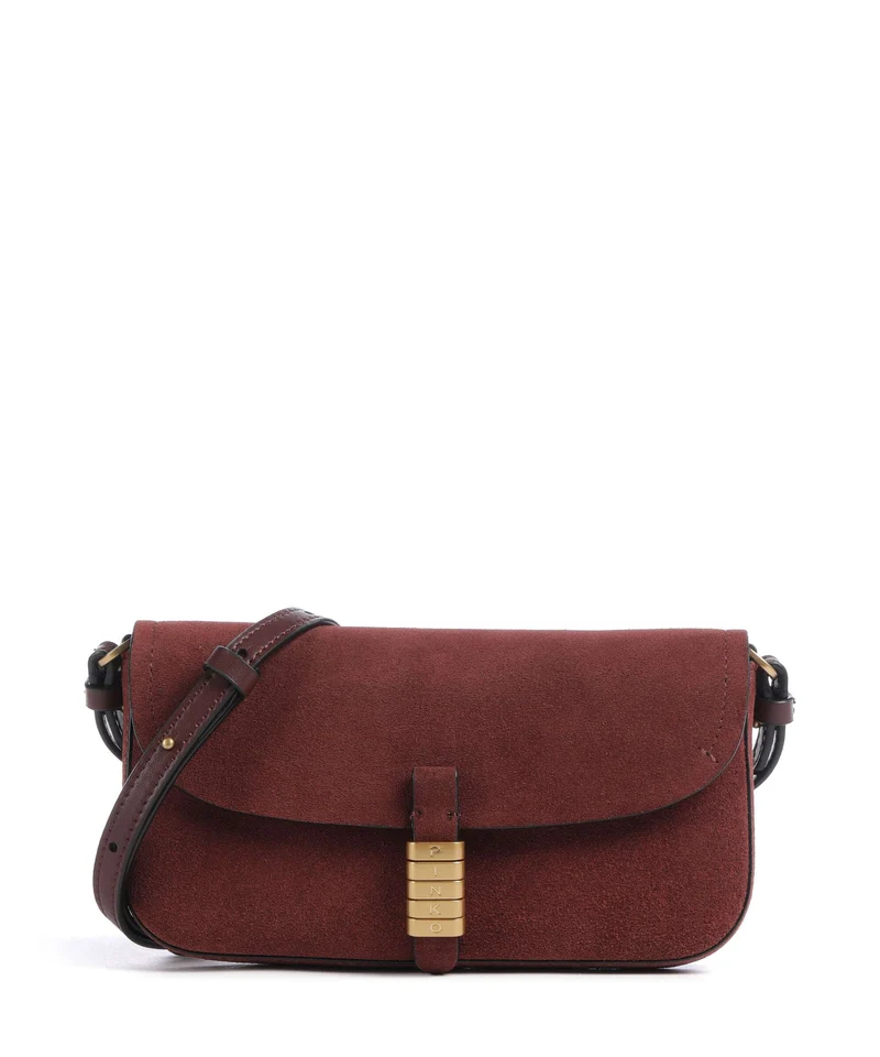 Pinko Saddle Flat Bandolera burgundy wine/antique gold