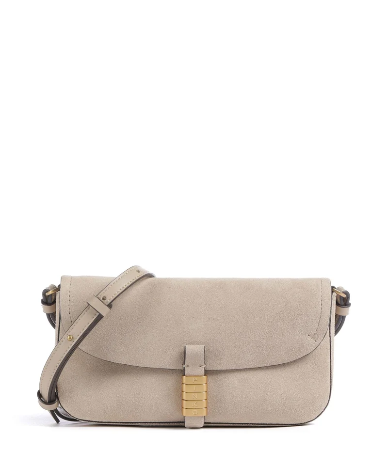 Pinko Saddle Flat Bandolera beige/grigio fumo/antique gold