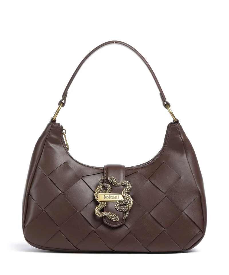 Just Cavalli Iconic Snakes Braided Bolso de hombro black coffee