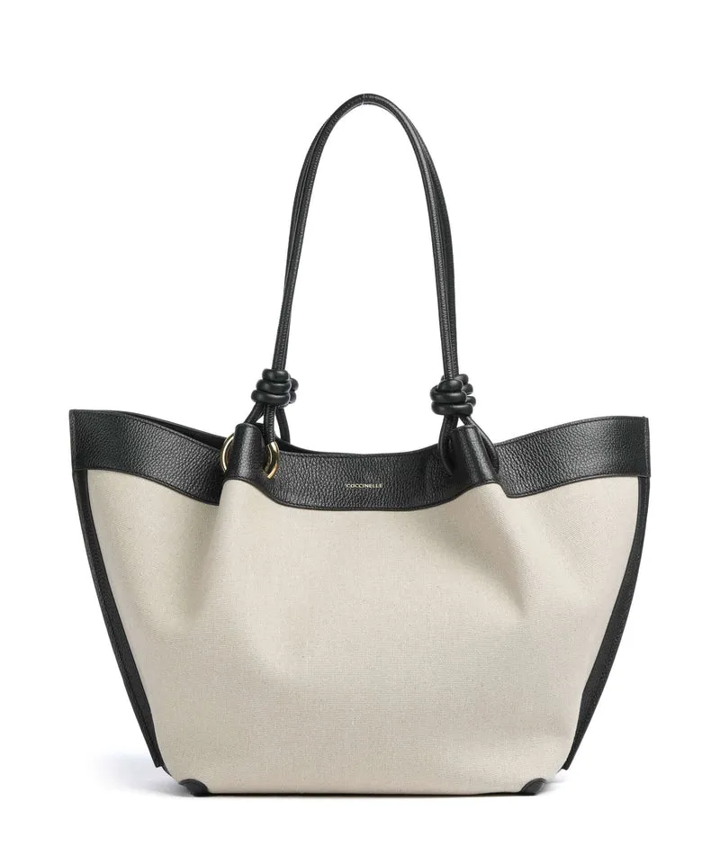Coccinelle Finn Canvas Bolsa shopping natural/noir