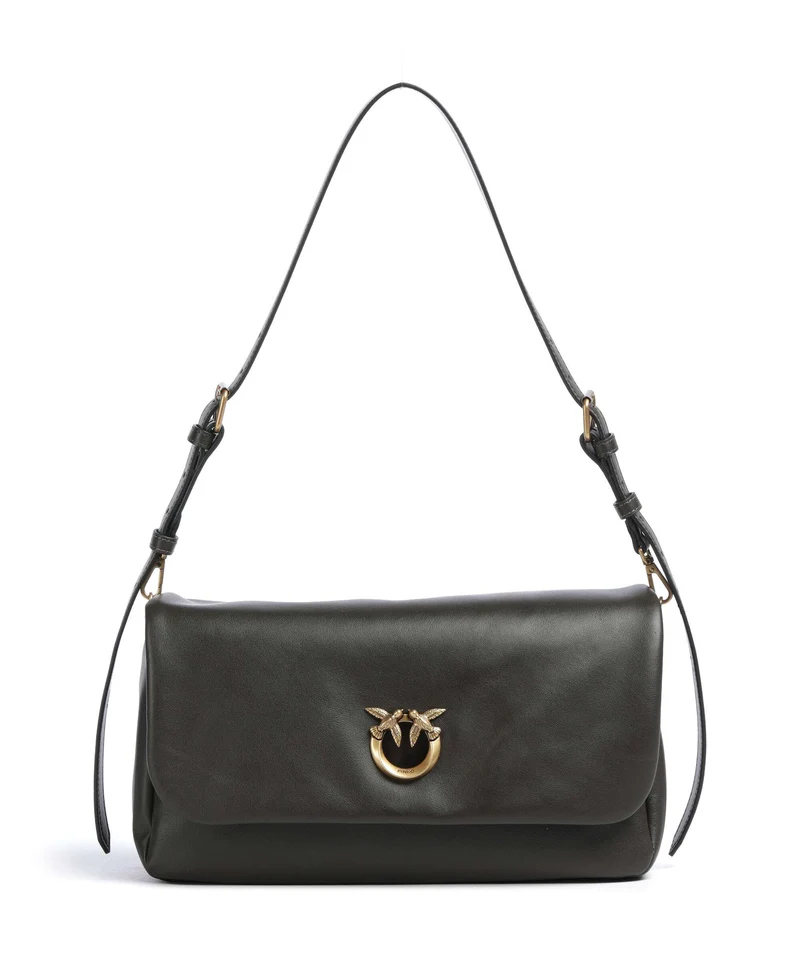 Pinko Click Soft Horizontal Bolso de hombro verde fango/antique gold