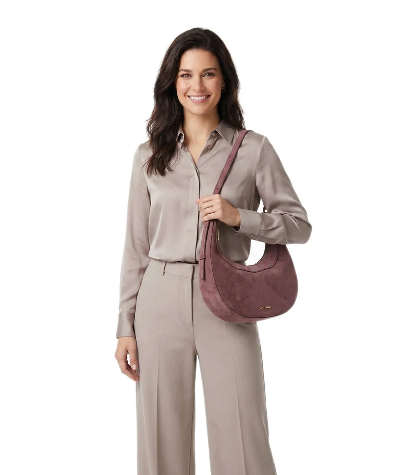 Coccinelle Whisper Suede Bolso de hombro berry