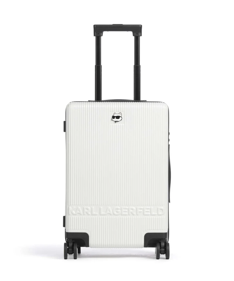 Karl Lagerfeld Ikon Choupette Maleta con 4 ruedas off white