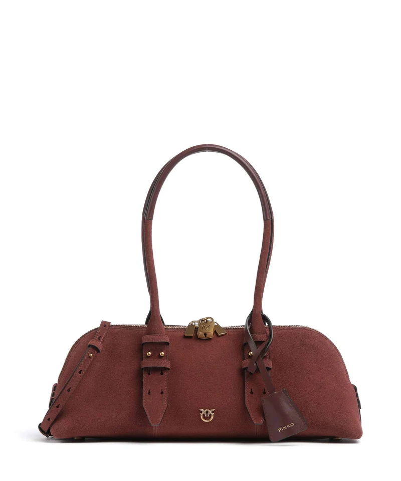 Pinko Bowling Horizontal Big Bolso de hombro burgundy wine/antique gold