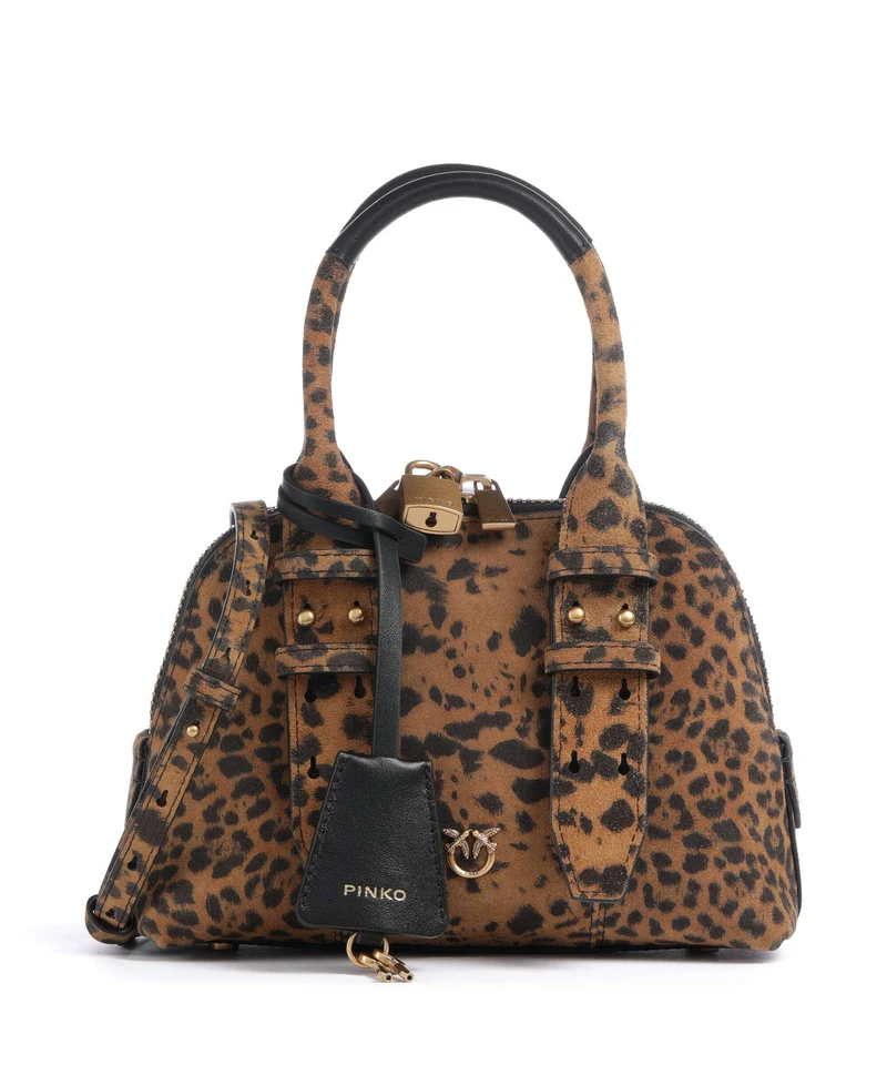Pinko Bowling Mini Bolso de mano maculato/marrone/antique gold