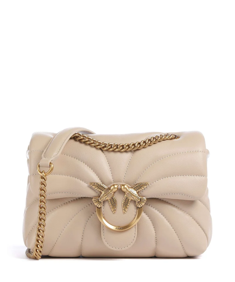 Pinko Love Puff Mini Bolso de hombro beige/grigio fumo/antique gold