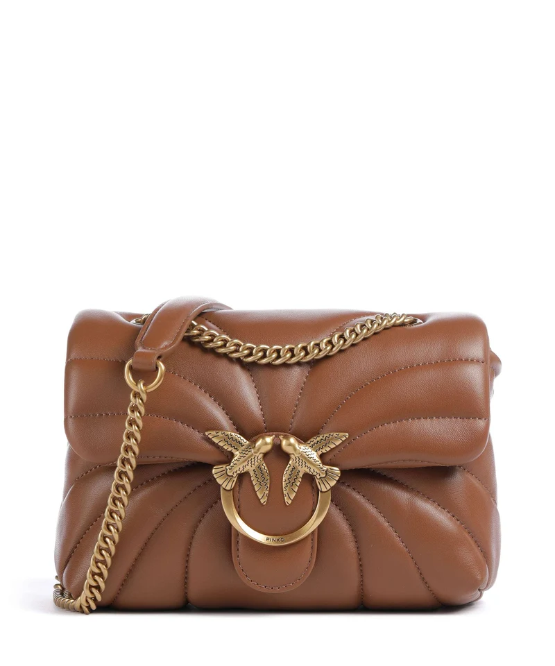 Pinko Love Puff Mini Bolso de hombro marrone/leone/antique gold