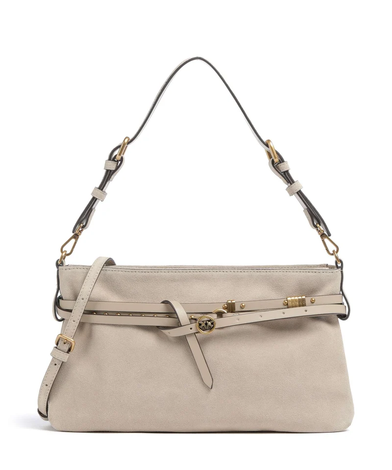 Pinko Belt Classic Bolso de hombro beige/grigio fumo/antique gold