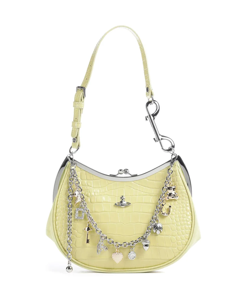 Vivienne Westwood Charm Frame Embossed Croc Bolso de hombro lime green