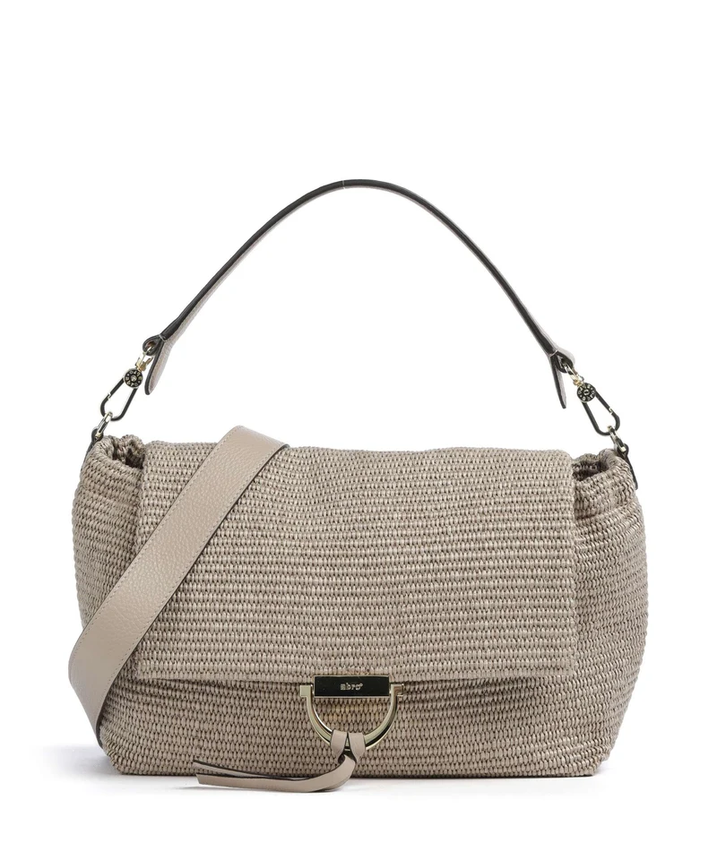 Abro Raffia Classica Temi Large Bolso de hombro siena
