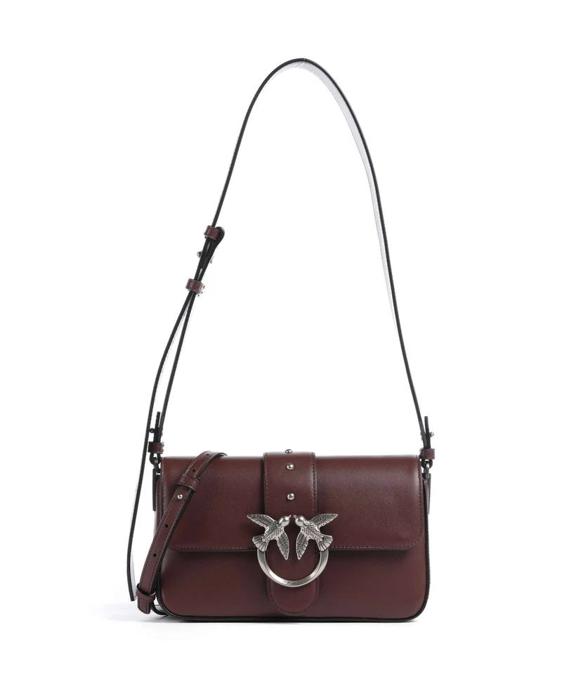 Pinko Love One Mini Slouchy Bolso de hombro burgundy wine/old silver