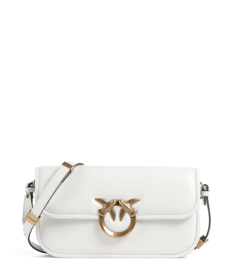 Pinko Love Box Horizontal Bolso de hombro bianco nembo/antique gold