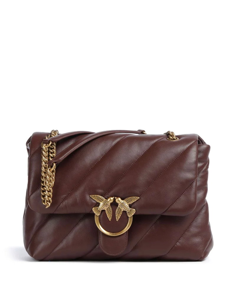 Pinko Love Puff Big Bolso de hombro burgundy wine/antique gold