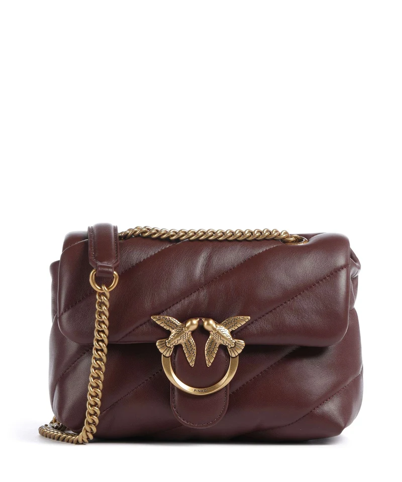 Pinko Love Puff Mini Bolso de hombro burgundy wine/antique gold