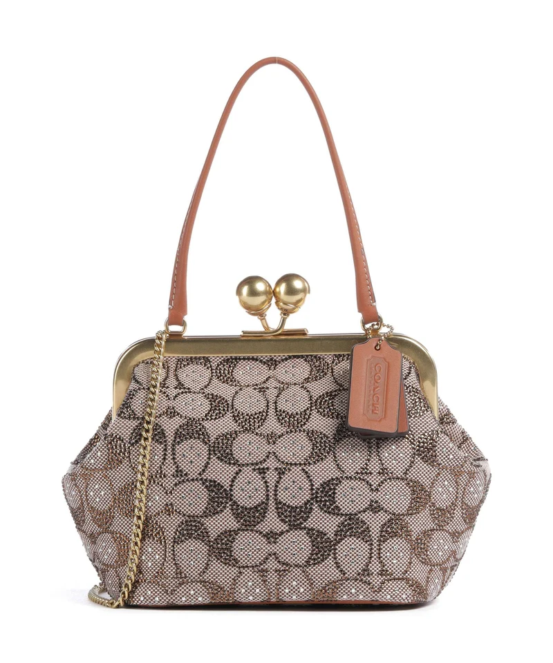 Coach Kisslock Frame Crystal Signature Jacquard Bolso de mano burnished amber