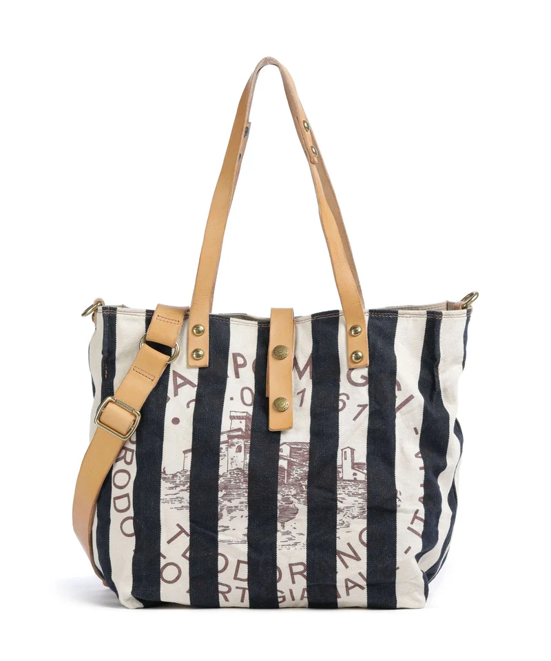 Campomaggi Bolsa shopping blue/beige