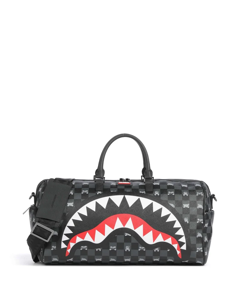 Sprayground Gray Peeking Character Check Bolsa de fin de semana black